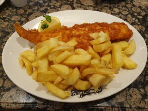 fish and chips at whitby whilst staying at flowery dell lodges